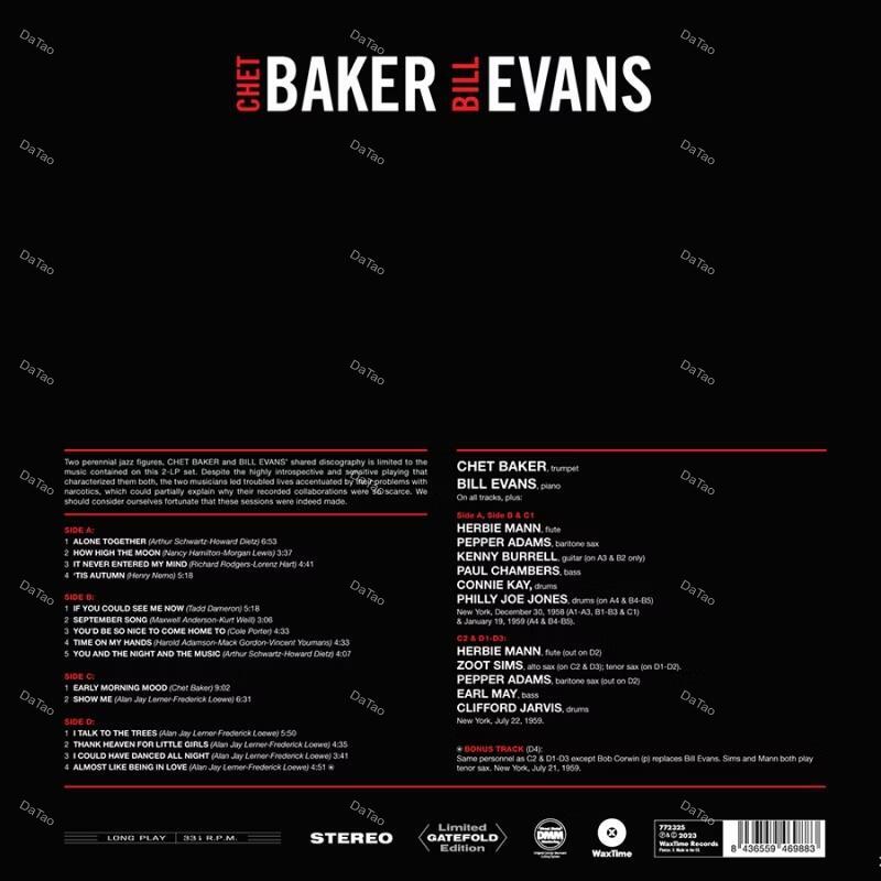 【全新限量黑膠2LP】Chet Baker&Bill Evans-Complete Recordings/180g：圖片 2