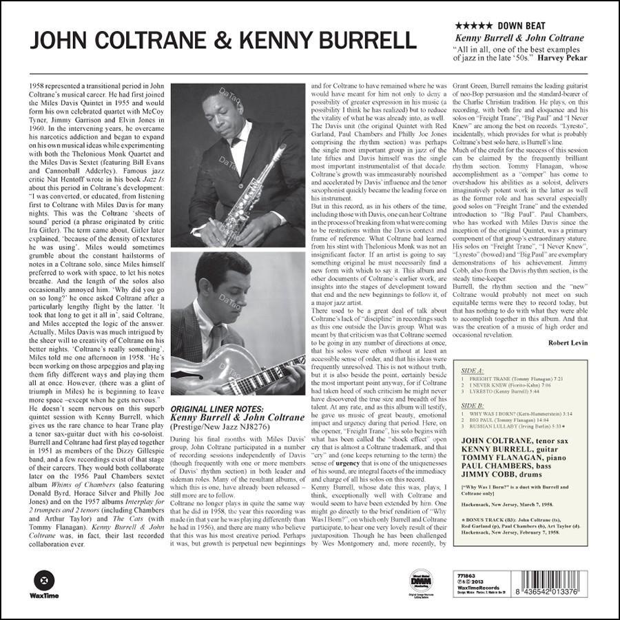 【全新黑膠】約翰科川 & 肯尼布瑞爾 - John Coltrane & Kenny Burrell/180g：圖片 2