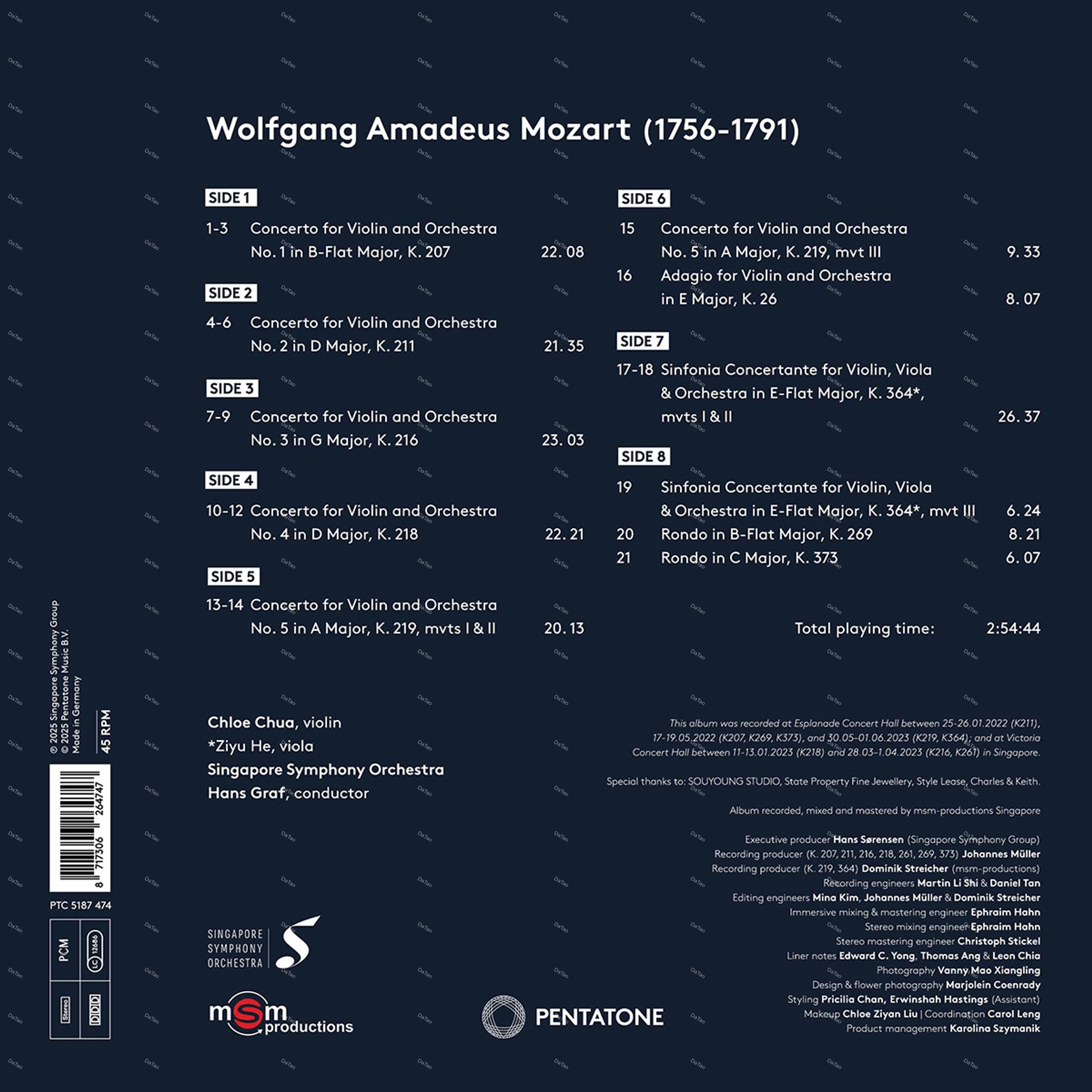 【全新黑膠4LP】蔡珂宜 Chloe Chua-莫札特:小提琴協奏曲集Mozart:Violin Concertos:圖片 3