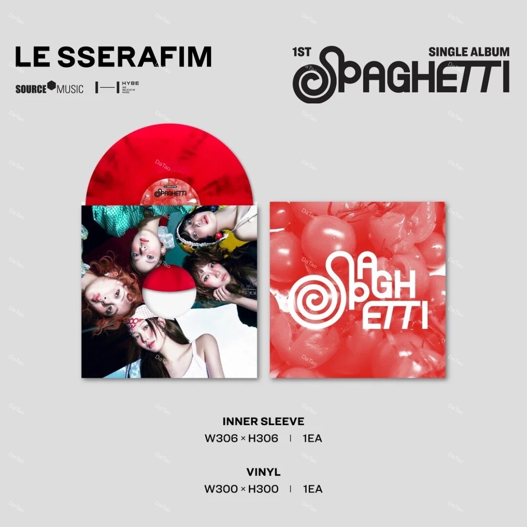 【全新限量紅色彩膠單曲】Le Sserafim - SPAGHETTI/第一張單曲專輯:圖片 3