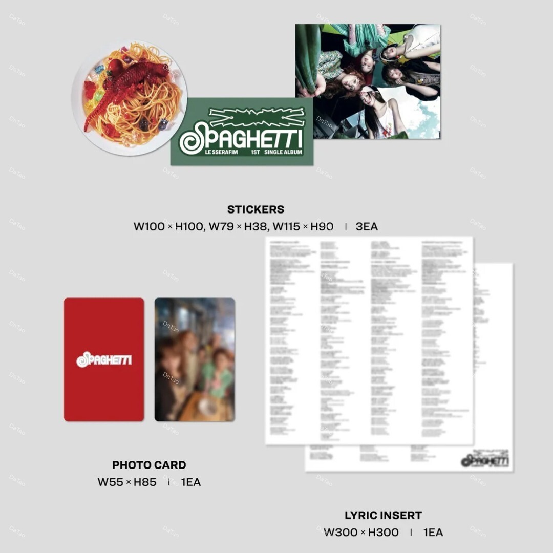 【全新限量紅色彩膠單曲】Le Sserafim - SPAGHETTI/第一張單曲專輯:圖片 4