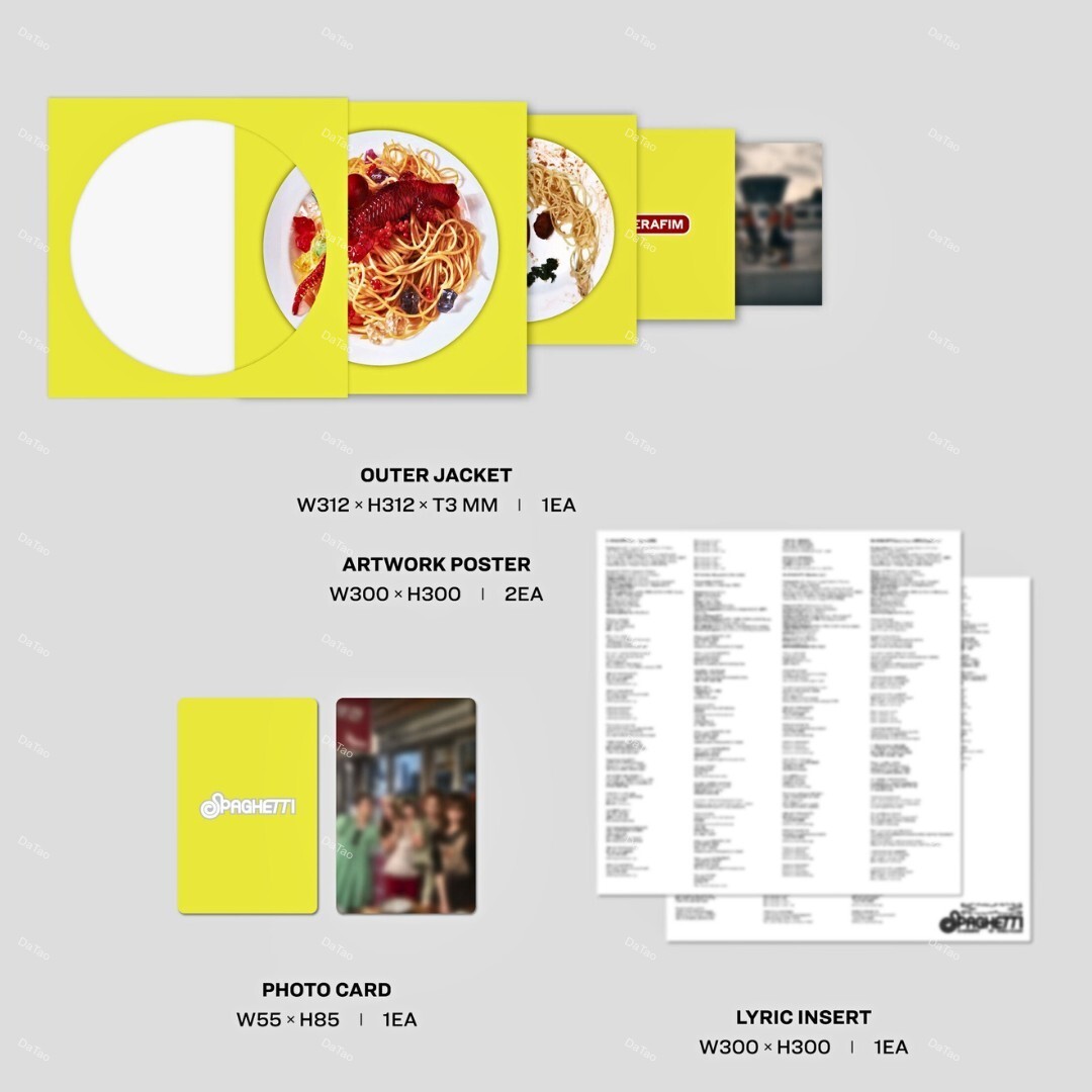 【全新限量黃色彩膠單曲】Le Sserafim - SPAGHETTI/第一張單曲專輯:圖片 4