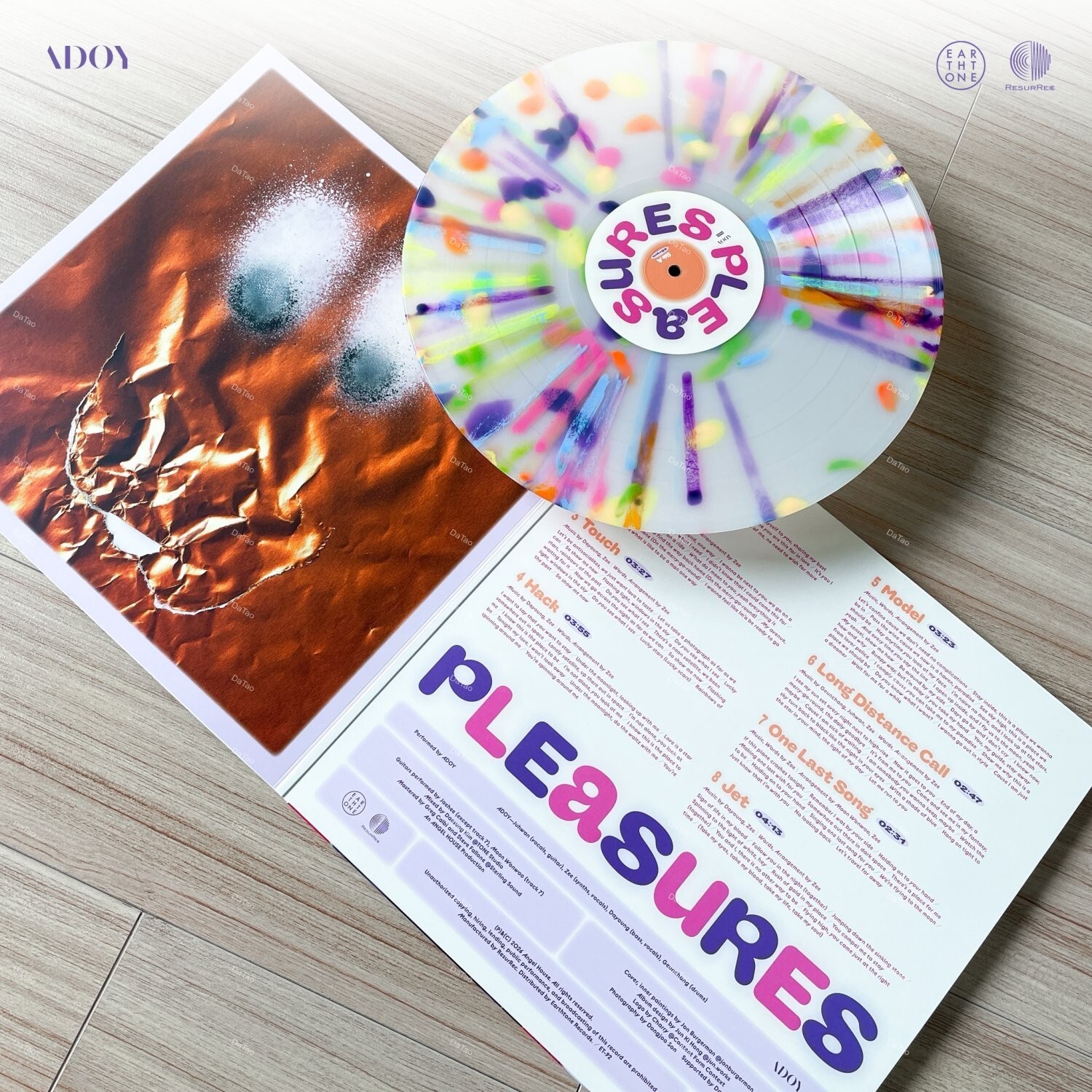 【全新限量透白潑濺彩膠45轉】ADOY - PLEASURES/Earthtone Edition/典藏手寫編號:圖片 3