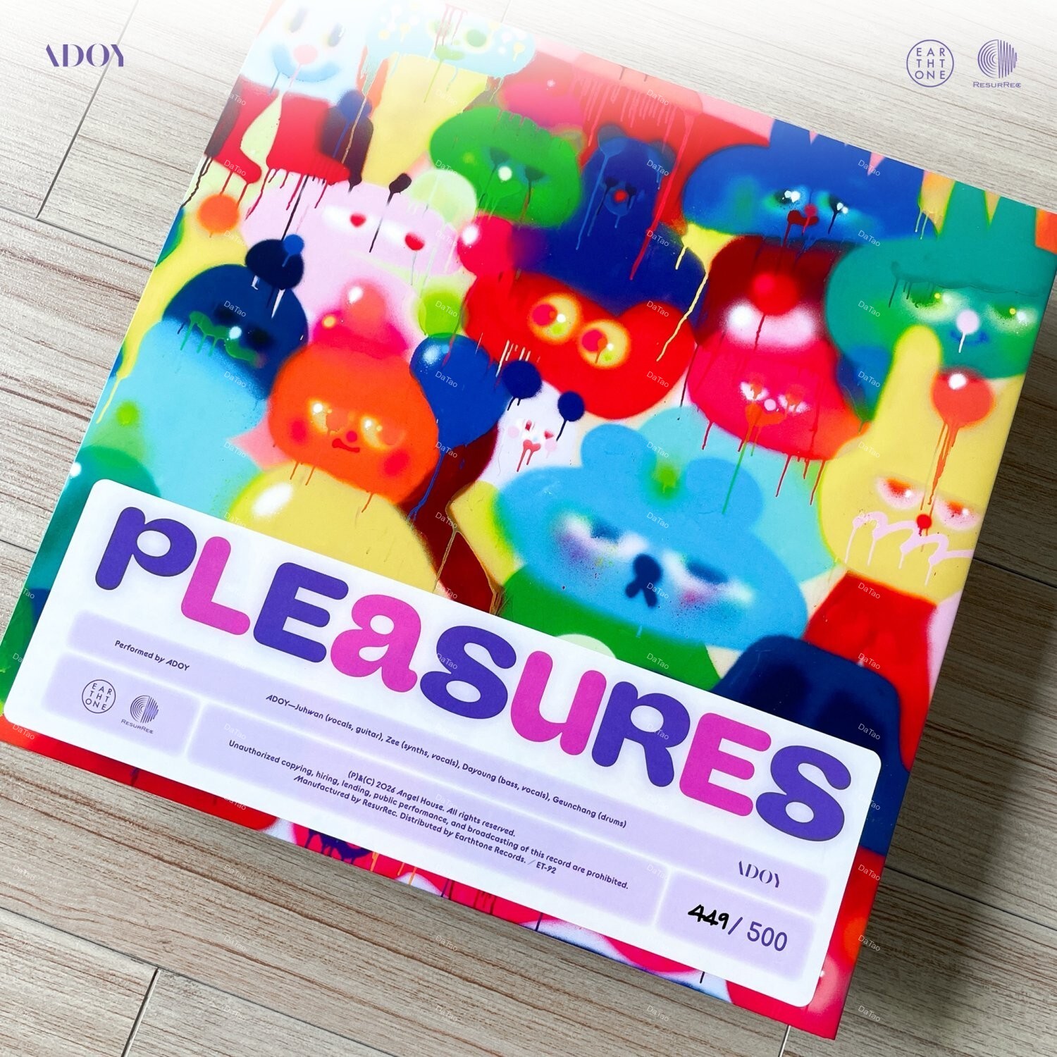 【全新限量透白潑濺彩膠45轉】ADOY - PLEASURES/Earthtone Edition/典藏手寫編號:圖片 4