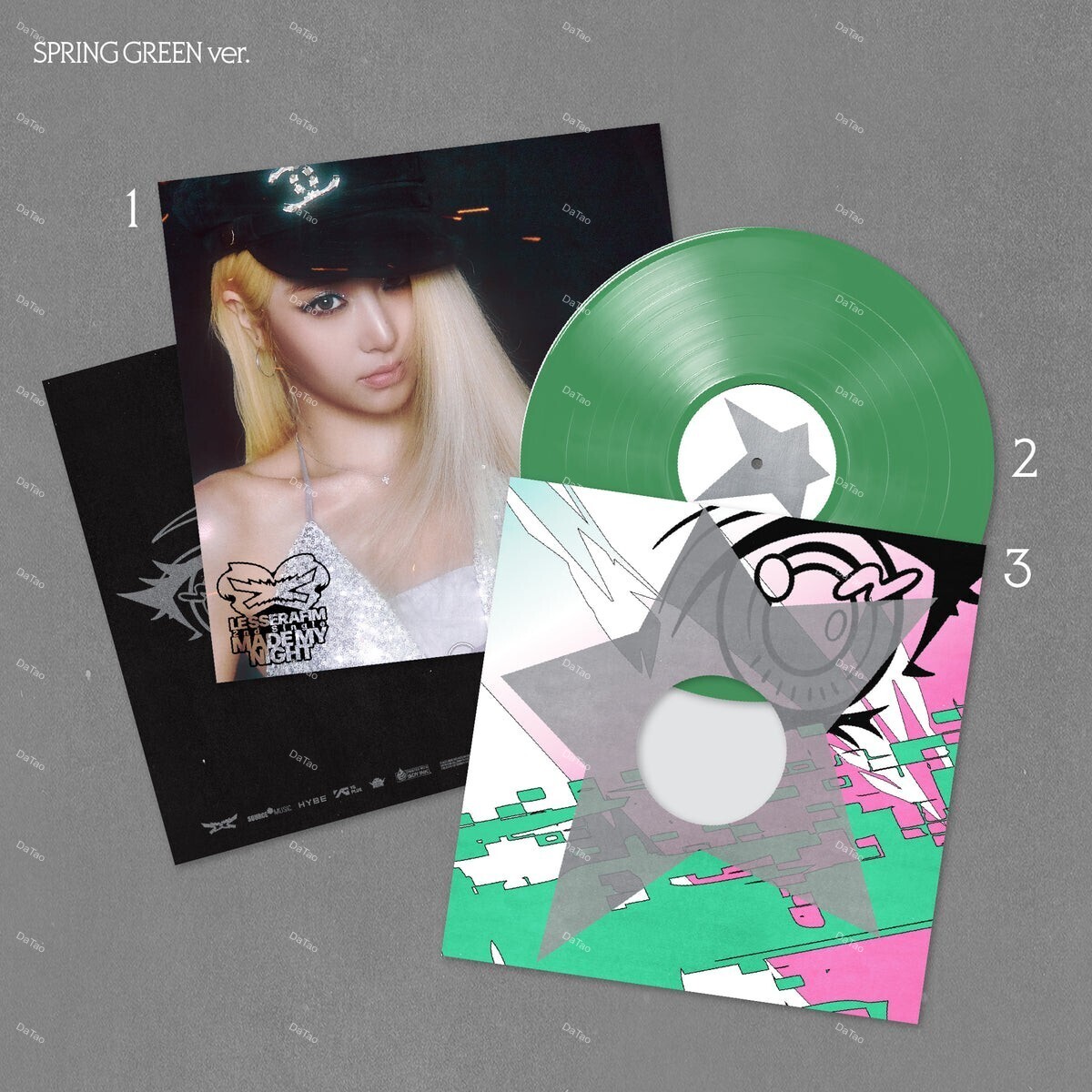 【預購】【全新限量綠彩膠45轉單曲】LE SSERAFIM - Made My Night/許允眞 Yunjin/單曲二輯:圖片 2