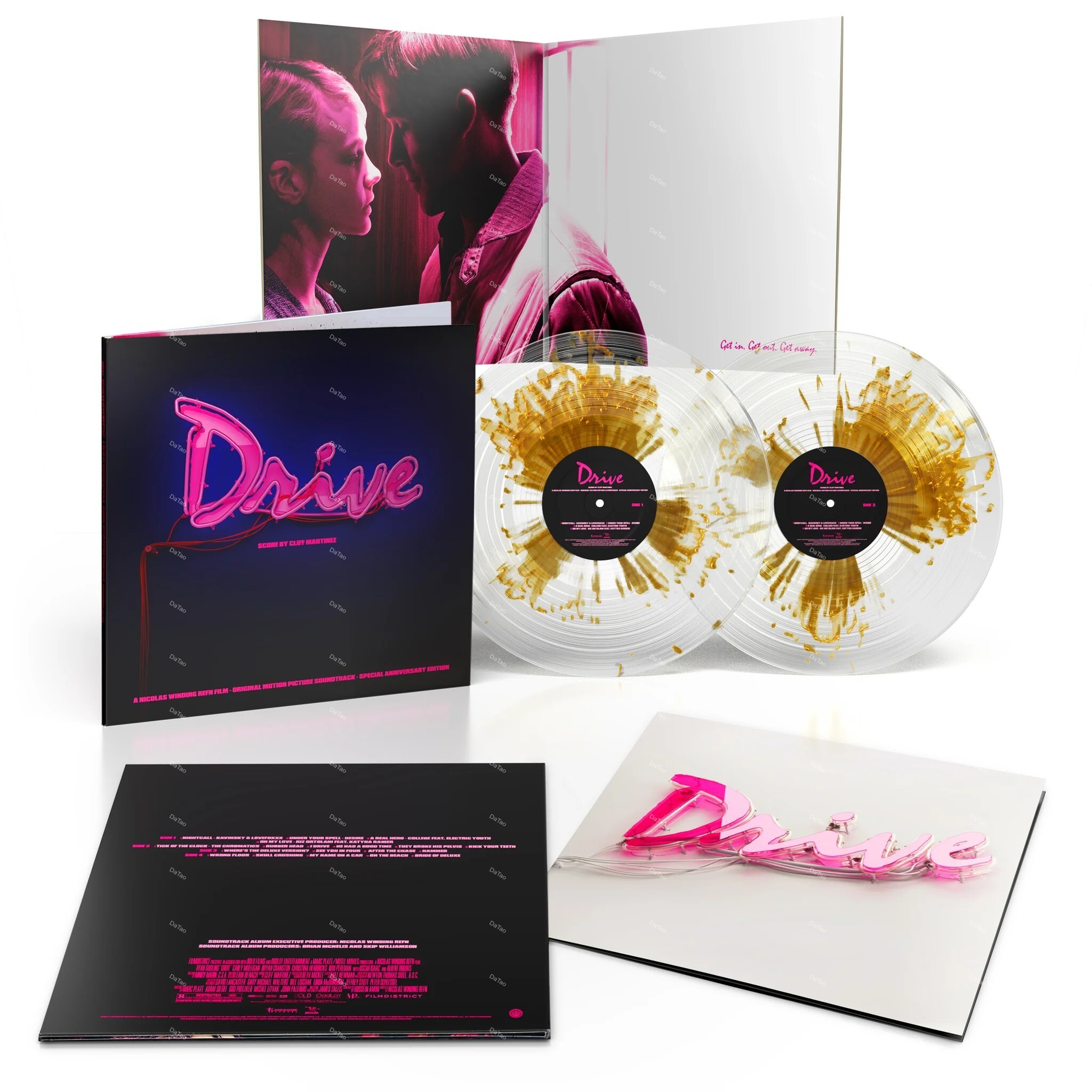 【全新透明金潑濺彩膠2LP】落日車神 DRIVE/電影原聲帶/Cliff Martinez/15週年/霓虹燈封面:圖片 2