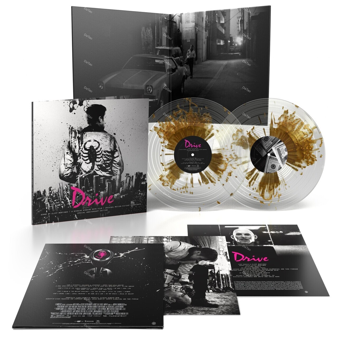 【全新透金潑濺彩膠2LP】落日車神 Drive/電影原聲帶/15週年紀念/插畫封面/Cliff Martinez:圖片 2